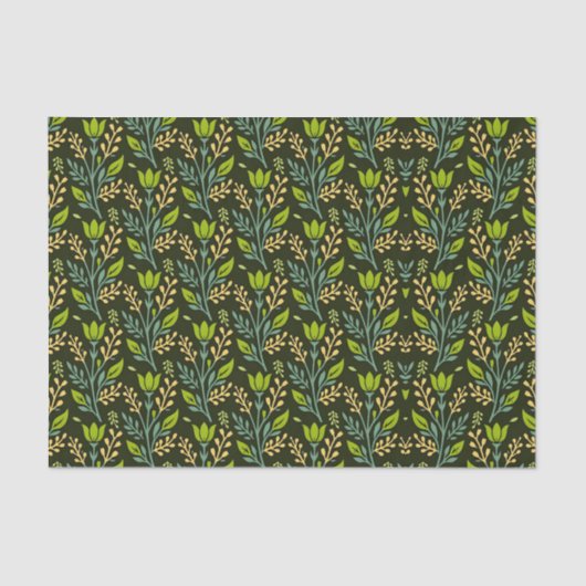 Sophisticated blue & beige floral pattern design  薄葉紙 (正面)