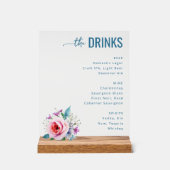Sophisticated Blue Floral Beverage Menu アクリルサイン (正面)