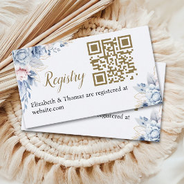 Sophisticated Blue Floral Bridal Shower エンクロージャーカード