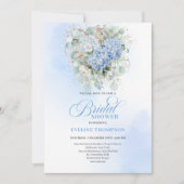 Sophisticated Blue Floral Bridal Shower Invitation 招待状 (正面)