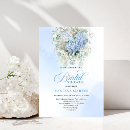 Sophisticated Blue Floral Bridal Shower Invitation 招待状