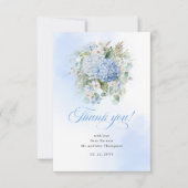 Sophisticated Blue Flowers Eucalyptus thank you  出欠カード (正面)