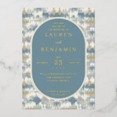 Sophisticated Blue Geometric 箔招待状 (正面)