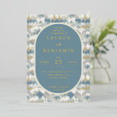 Sophisticated Blue Geometric 箔招待状 (立ち正面)