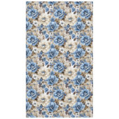 Sophisticated Blue Ivory Floral Luxury Tablecloth テーブルクロス (正面)