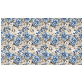 Sophisticated Blue Ivory Floral Luxury Tablecloth テーブルクロス (正面(横))