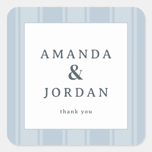 Sophisticated Blue Minimalist Thank You スクエアシール (正面)