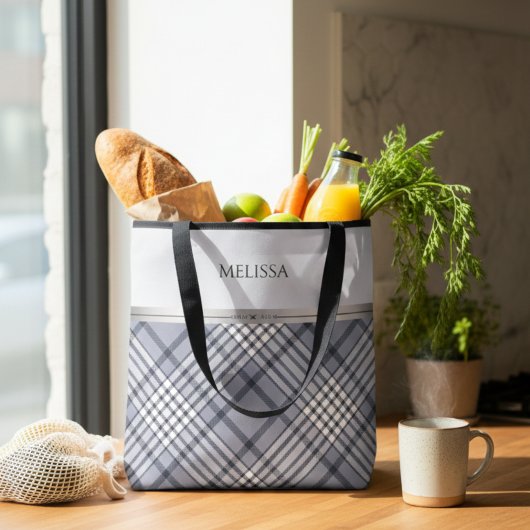 Sophisticated Blue Plaid Luxury Boutique Style トートバッグ