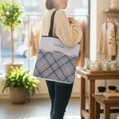 Sophisticated Blue Plaid Luxury Boutique Style トートバッグ