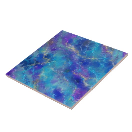 Sophisticated Blue, Purple And Gold Marble Pattern タイル (側面)