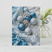 Sophisticated Blue Shades Cute Christmas Balls シーズンカード (スタンド正面)