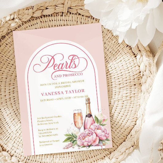 Sophisticated Blush and Gold Bridal Shower Card 招待状