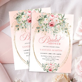 Sophisticated Blush Gold Bridal Shower Invitation 招待状