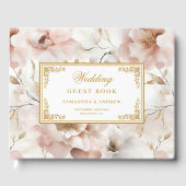 Sophisticated Blush Ivory Gold Wedding Guest Book ゲストブック (正面)
