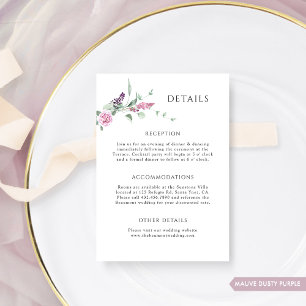 Sophisticated Blush Lilac Floral Wedding Stationer エンクロージャーカード