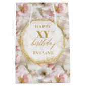 Sophisticated Blush Pink Rustic Gold Gift Bag ミディアムペーパーバッグ (正面)