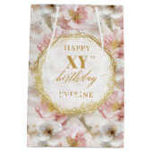 Sophisticated Blush Pink Rustic Gold Gift Bag ミディアムペーパーバッグ (裏面)