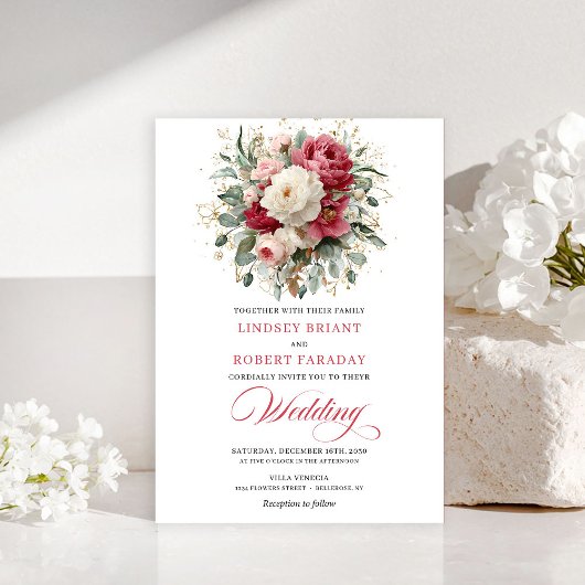 Sophisticated Bohemian Blush White Greenery Invite 招待状