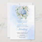 Sophisticated Bohemian Soft Blue Hydrangea Wedding 招待状 (正面)