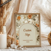 Sophisticated Boho Copper Ivory Sage Floral Custom ポスター