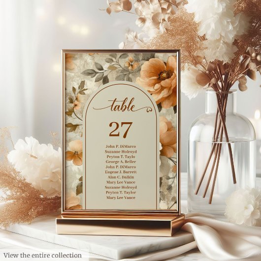 Sophisticated Boho Copper Ivory Sage Table Number テーブルナンバー