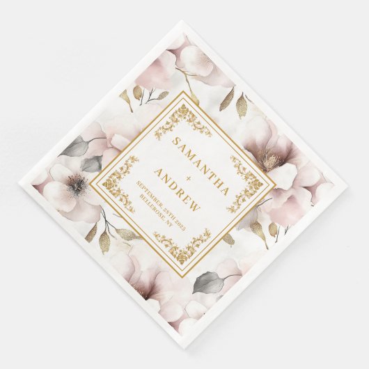 Sophisticated boho dusty pink gold paper napkins (コーナー)