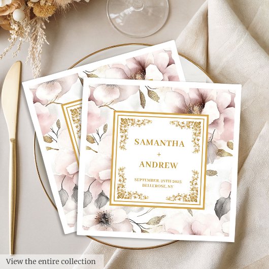 Sophisticated boho dusty pink gold paper napkins
