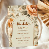 Sophisticated Boho Neutral Beige Sage Save Date 招待状