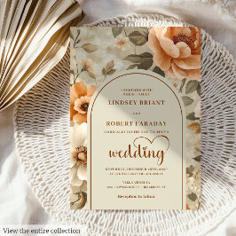 Sophisticated Boho Terra Cotta Ivory Sage Wedding  招待状