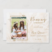 Sophisticated Botanical Gold Frame Photo 招待状 (正面)