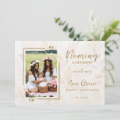 Sophisticated Botanical Gold Frame Photo 招待状 (スタンド正面)