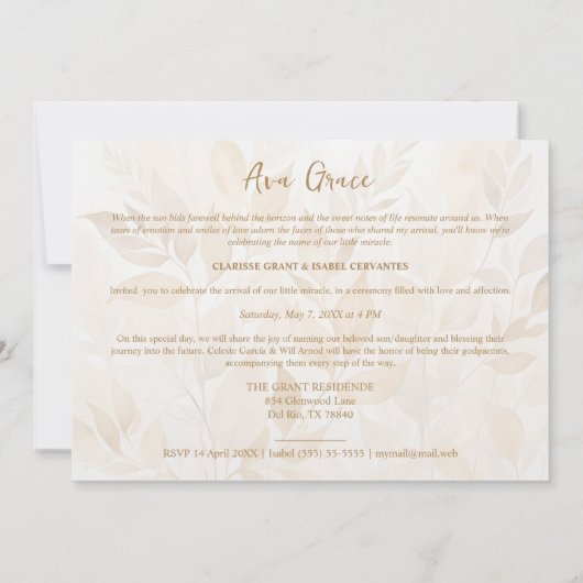 Sophisticated Botanical Gold Frame Photo 招待状 (裏面)