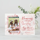 Sophisticated Botanical Red Frame Photo Naming 招待状 (スタンド正面)