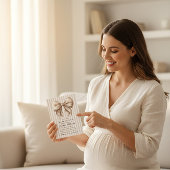 Sophisticated Bow Baby Shower Invite Neutral Strip 招待状