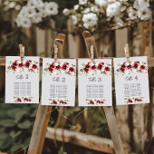 Sophisticated Burgundy Floral Table Number Chart