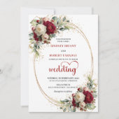 Sophisticated Burgundy Floral Wedding Invitation 招待状 (正面)