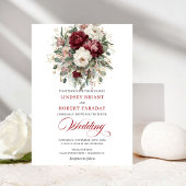Sophisticated Burgundy White Botanical Wedding  招待状