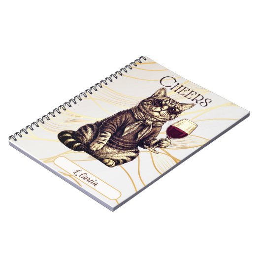 Sophisticated Cat Wine Lover Notebook ノートブック (左側)