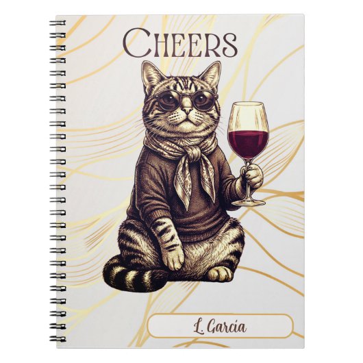 Sophisticated Cat Wine Lover Notebook ノートブック (正面)