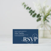 Sophisticated Chic, Navy Blue Calligraphy, RSVP Re エンクロージャーカード (スタンド正面)