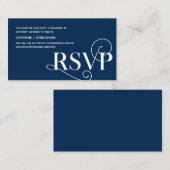 Sophisticated Chic, Navy Blue Calligraphy, RSVP Re エンクロージャーカード (正面/裏面)