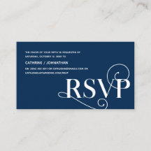 Sophisticated Chic, Navy Blue Calligraphy, RSVP Re