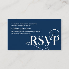 Sophisticated Chic, Navy Blue Calligraphy, RSVP Re エンクロージャーカード