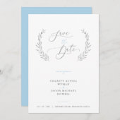 Sophisticated Classic Botanical Blue Grey Wedding (正面/裏面)