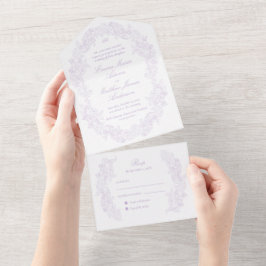 Sophisticated Classic Script Purple Wedding オールインワン招待状