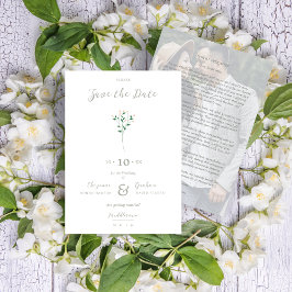 Sophisticated Coral Elegant Branches Photo セーブザデート