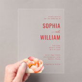 Sophisticated Coral Lotus Wedding Invitation アクリル招待状 (インサイチュ (ポータブル))