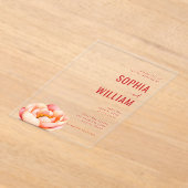Sophisticated Coral Lotus Wedding Invitation アクリル招待状 (レイダウン)