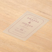 Sophisticated Cream Elegant Border アクリル招待状 (レイダウン)