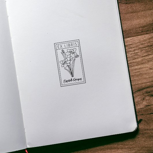 Sophisticated Customized Floral Bookplate ラバースタンプ